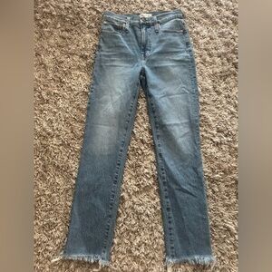 Madewell The Perfect Vintage Denim with Brown Leather Patch Size 25 NWOT